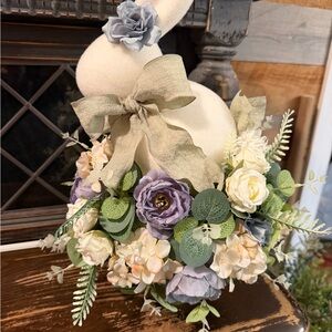 Soft Lavender and Cream Floral Accent Bunny - Home Accents